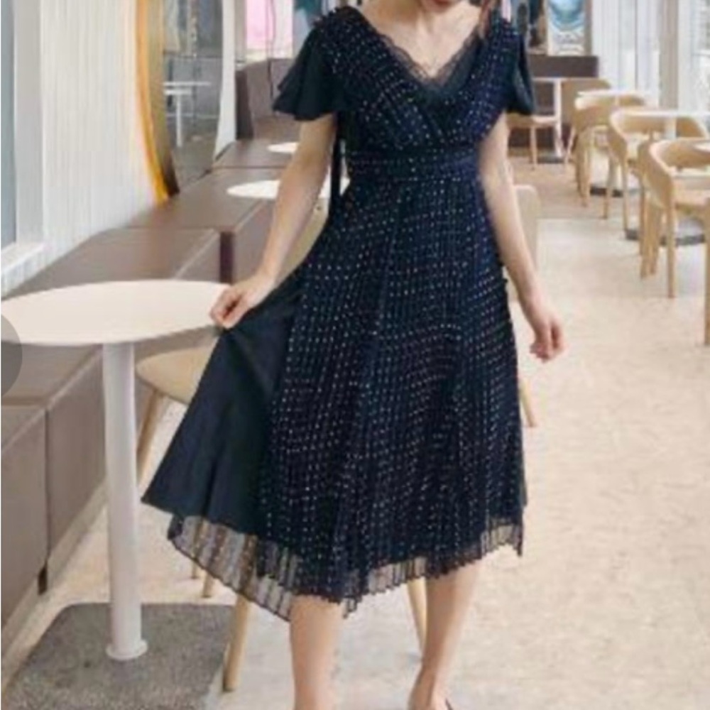 SNIDEL Blue‎ Polka Dot Dress